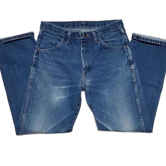 VINTAGE 80s Rustler Distressed Dark Wash Jeans - Picture 3 of 10